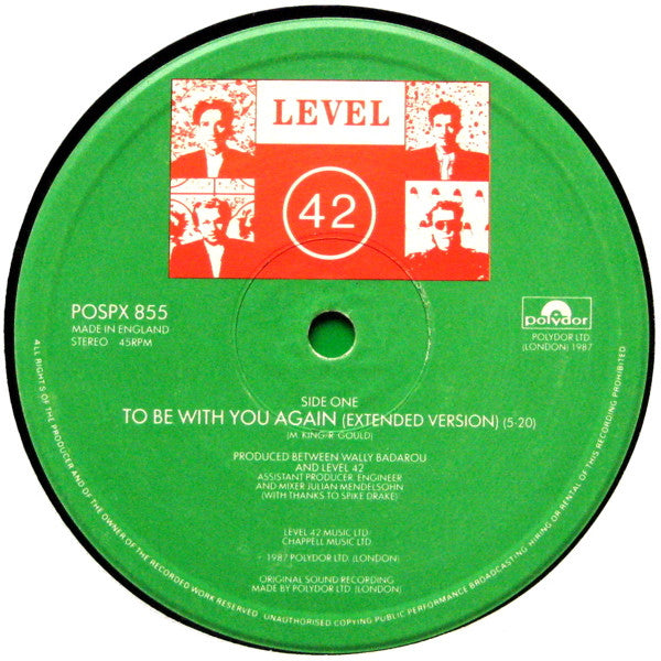 Level 42 : To Be With You Again (12")