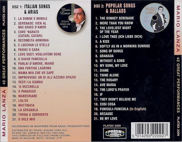 Mario Lanza : 42 Great Performances (2xCD, Comp)