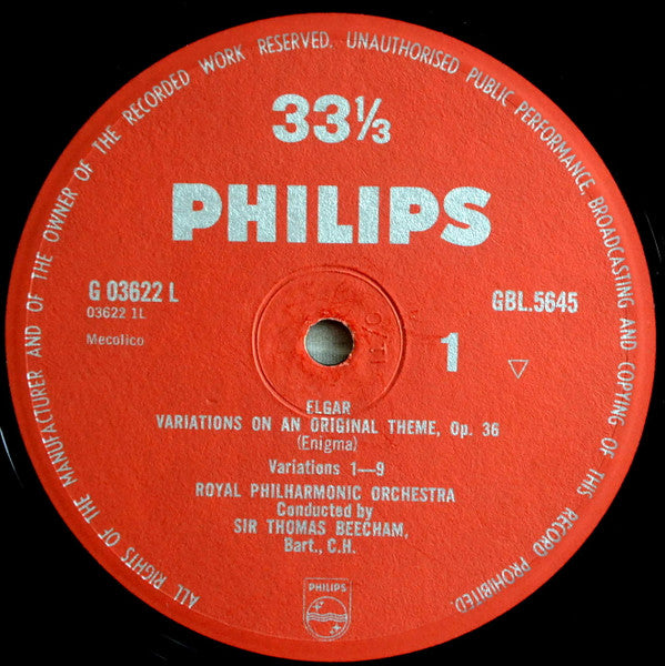 Sir Edward Elgar - Royal Philharmonic Orchestra, Sir Thomas Beecham : Enigma Variations  (LP, Mono)