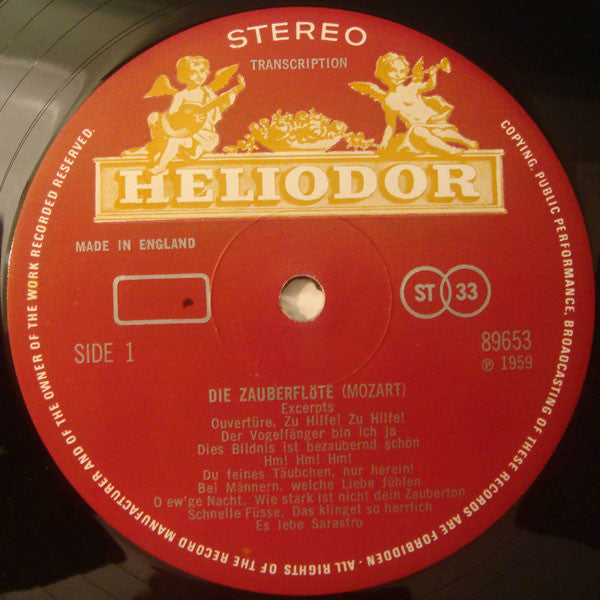Wolfgang Amadeus Mozart • Lisa Otto • Maria Stader • Rita Streich • Ernst Haefliger • Dietrich Fischer-Dieskau • Josef Greindl : Die Zauberflöte - Excerpts (LP)