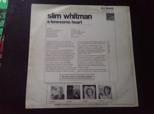 Slim Whitman : A Lonesome Heart (LP, Comp)