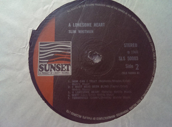 Slim Whitman : A Lonesome Heart (LP, Comp)