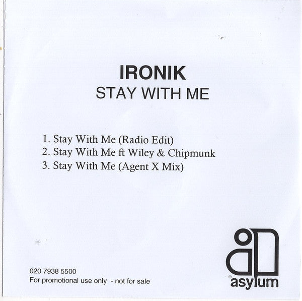 DJ Ironik (2) : Stay With Me (CDr, Promo)