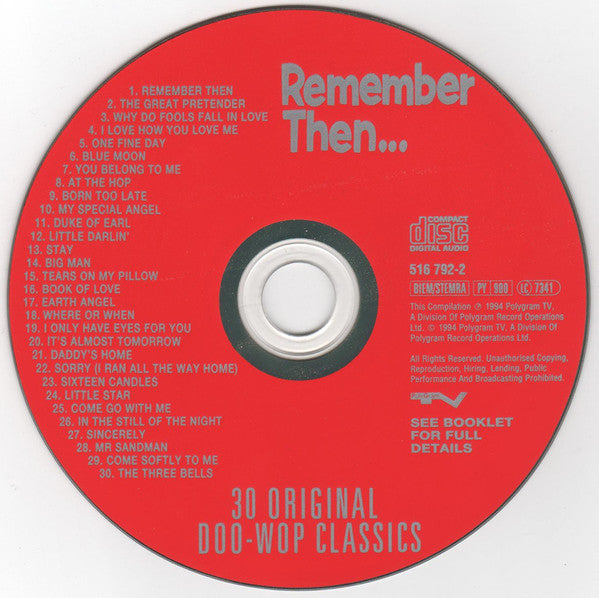 Various : Remember Then... (30 Original Doo-Wop Classics) (CD, Comp)