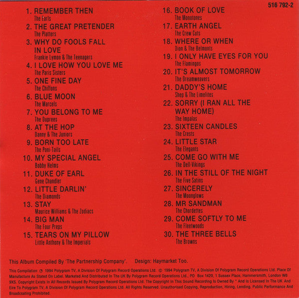Various : Remember Then... (30 Original Doo-Wop Classics) (CD, Comp)