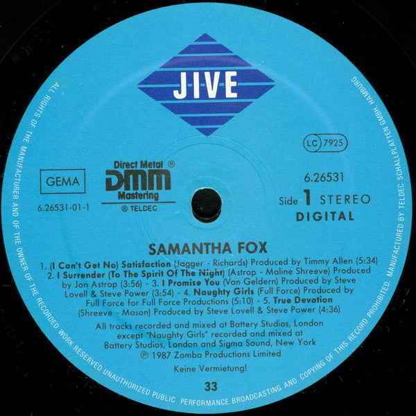 Samantha Fox : Samantha Fox (LP, Album)