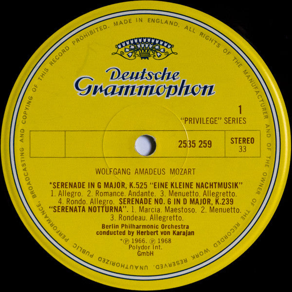 Mozart* - Berlin Philharmonic*, Herbert von Karajan : Eine Kleine Nachtmusik, Serenata Notturna, Divertimenti  K.136∙135∙138 (LP, Comp, RE)