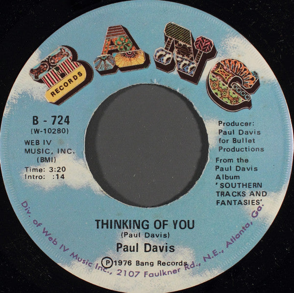 Paul Davis (3) : Thinking Of You (7")
