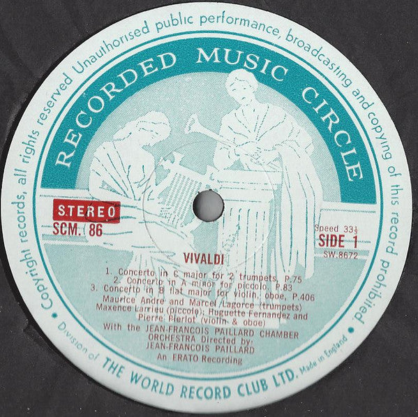 Vivaldi*, Jean-Francois Paillard Chamber Orchestra* : Concerti For Diverse Instruments (LP, Club, RE)