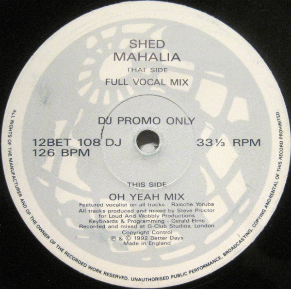 Shed (2) : Mahalia (In That Morning) (2x12", Ltd, Promo)