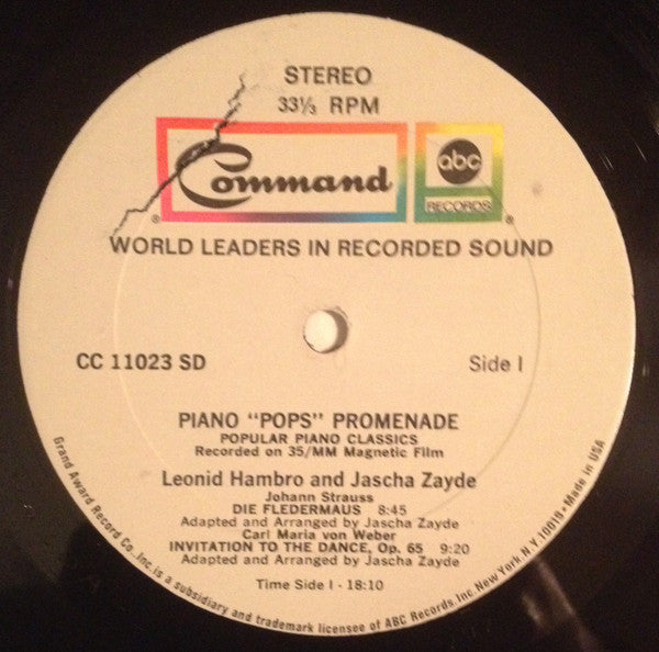 Leonid Hambro And Jascha Zayde : Piano "Pops" Promenade (LP, Album, Gat)