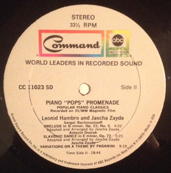 Leonid Hambro And Jascha Zayde : Piano "Pops" Promenade (LP, Album, Gat)