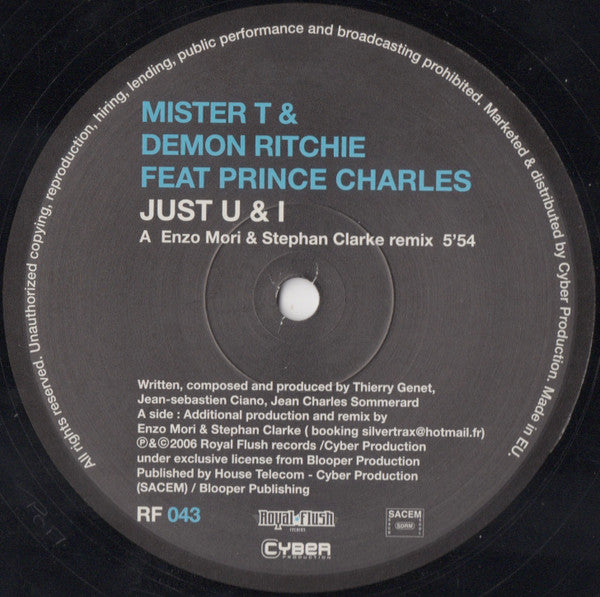 Mister T & Demon Ritchie Feat Prince Charles : Just U & I (12")