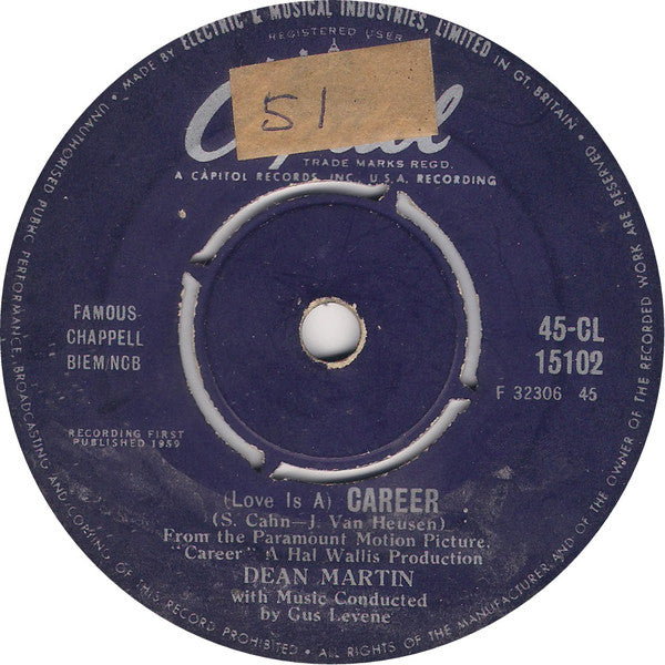 Dean Martin : (Love Is A) Career (7", Single)