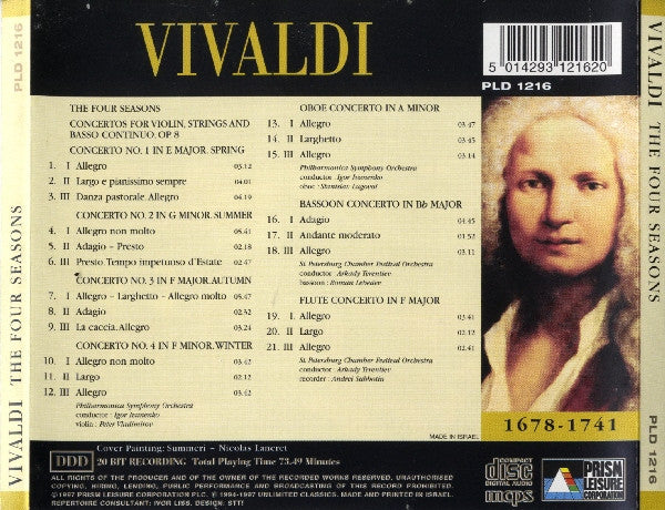 Antonio Vivaldi, Philharmonica Symphony Orchestra : The Four Seasons (CD, Album)