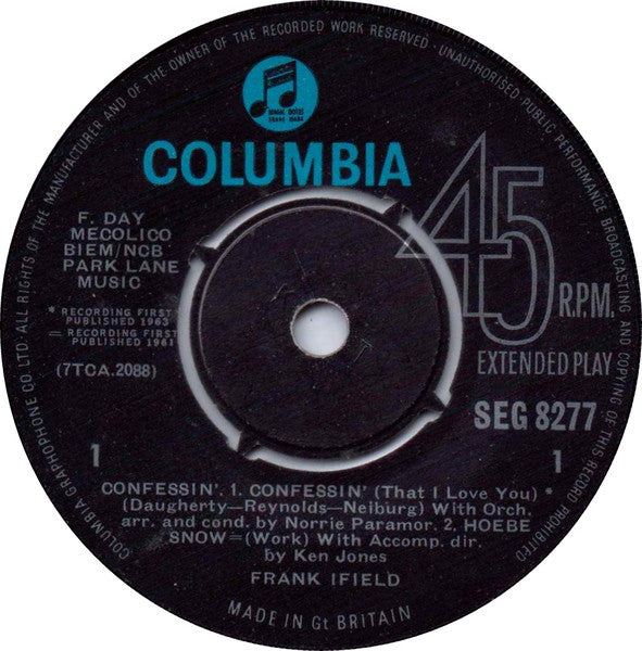 Frank Ifield : Confessin' (7", EP, Mono)
