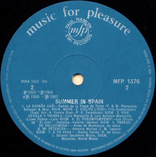 Various : Summer In Spain (LP, Comp, Mono)