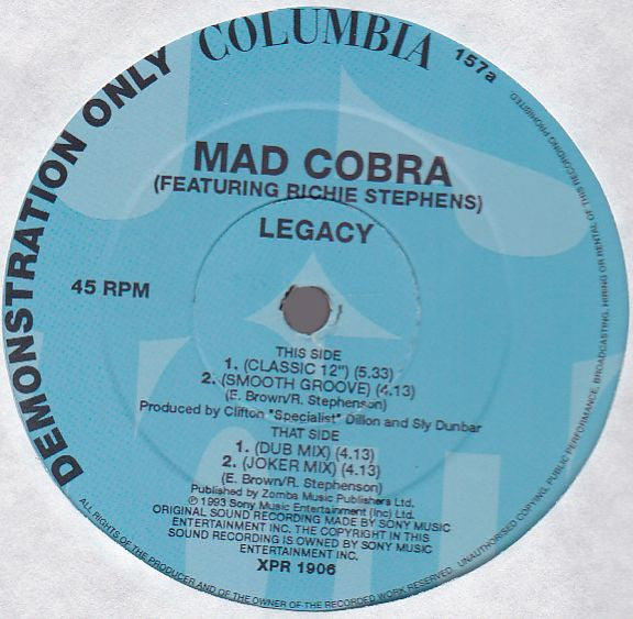 Mad Cobra Featuring Richie Stephens : Legacy (12", Promo)