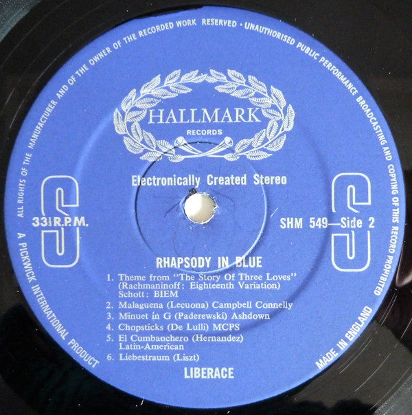 Liberace : Liberace Plays Rhapsody In Blue And Other Favorites (LP, Comp)
