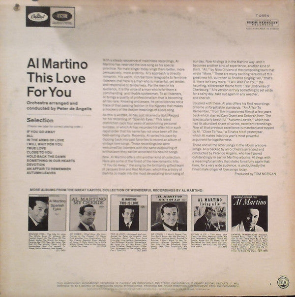 Al Martino : This Love For You (LP, Mono, Los)