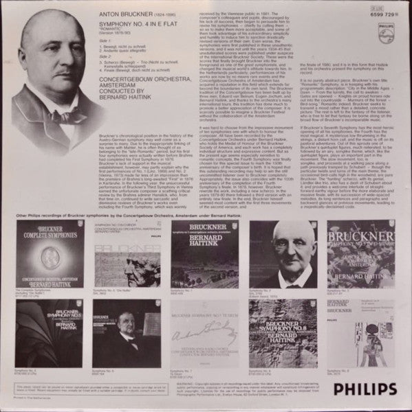Anton Bruckner ; Concertgebouworkest, Bernard Haitink :  Symphony No. 4 "Romantic"  (LP, RE, Che)
