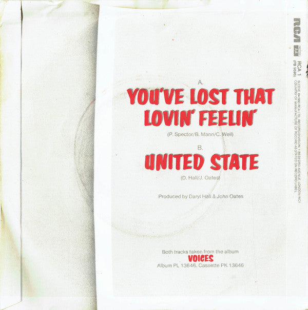 Daryl Hall & John Oates : You've Lost That Lovin' Feelin' (7", Single)