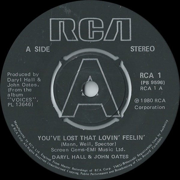 Daryl Hall & John Oates : You've Lost That Lovin' Feelin' (7", Single)