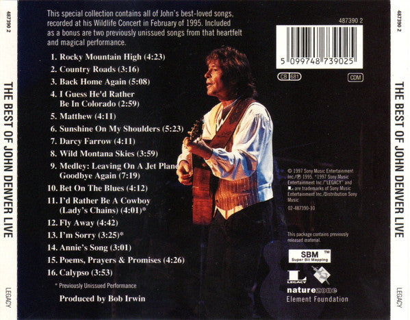 John Denver : The Best Of John Denver Live (CD, Album, Enh)