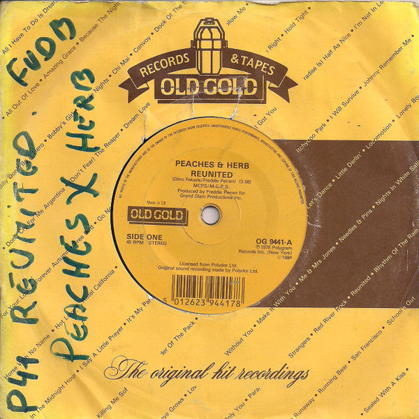 Peaches & Herb : Reunited (7", Single)
