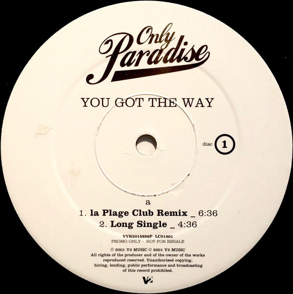 Only Paradise : You Got The Way (2x12", Promo)