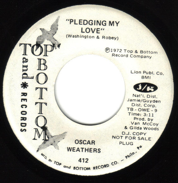 Oscar Weathers : Pledging My Love (7", Promo)