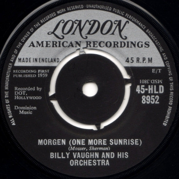 Billy Vaughn And His Orchestra : Morgen (One More Sunrise) (7", Single)