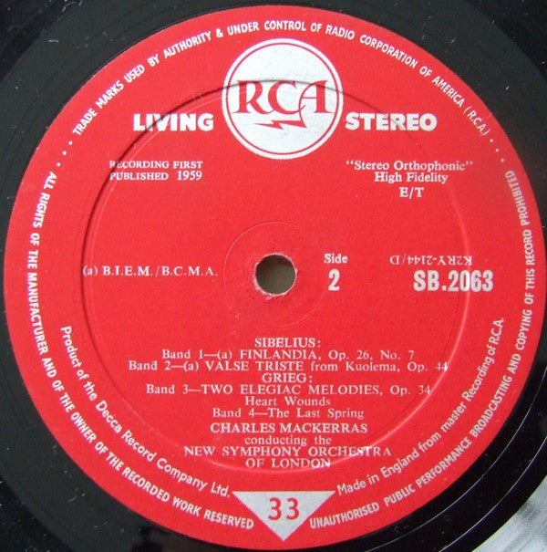 Edvard Grieg, Jean Sibelius - The New Symphony Orchestra Of London, Sir Charles Mackerras : Finlandia Music Of Grieg And Sibelius (LP)