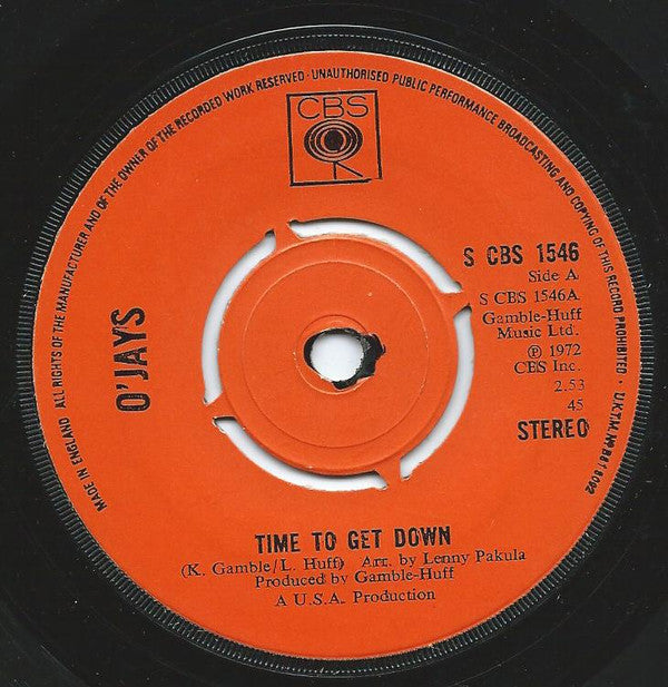 The O'Jays : Time To Get Down (7", Single, Pus)