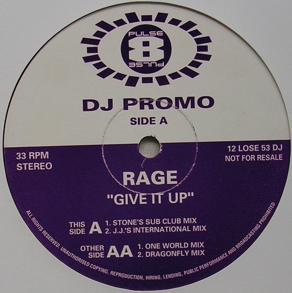 Rage : Give It Up (12", Promo)