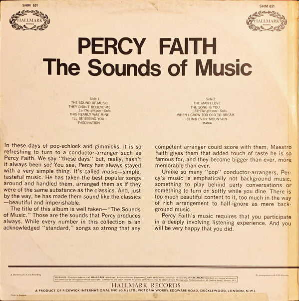 Percy Faith : The Sounds Of Music (LP, Album)