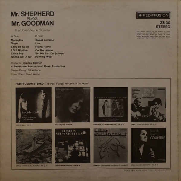 Dave Shepherd Quintet : Mr. Shepherd Plays Mr. Goodman (LP, Album)
