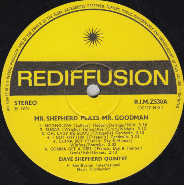 Dave Shepherd Quintet : Mr. Shepherd Plays Mr. Goodman (LP, Album)