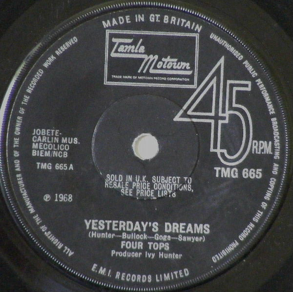Four Tops : Yesterday's Dreams (7", Single, Sol)