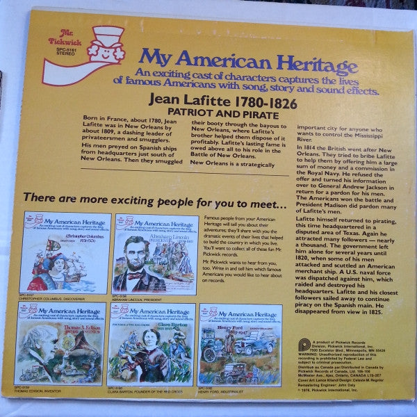 Various : My American Heritage: Patriot & Pirate Jean Lafitte 1780-1826 (LP)