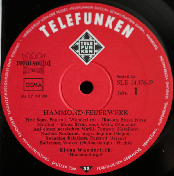 Klaus Wunderlich : Hammond-Feuerwerk (LP, Album, RE)