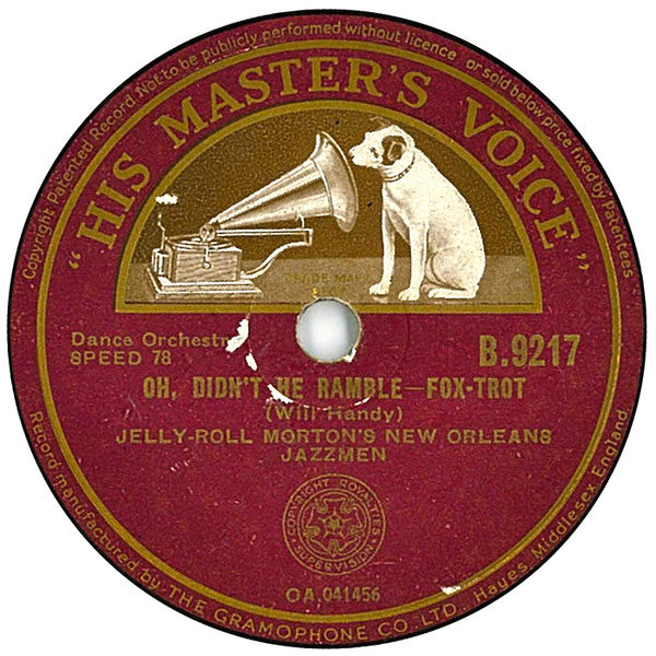 Jelly-Roll Morton's New Orleans Jazzmen* : Oh, Didn't He Ramble / Winin' Boy Blues (Shellac, 10", RP, TT )
