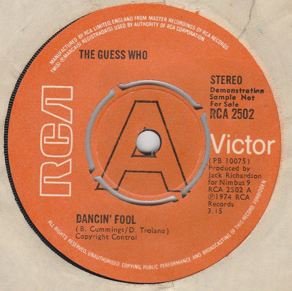 The Guess Who : Dancin' Fool (7", Promo)