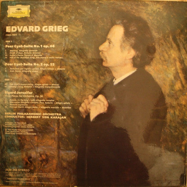 Edvard Grieg - Berlin Philharmonic Orchestra* • Herbert von Karajan : Peer Gynt-Suites 1 & 2 • Sigurd Jorsalfar (LP)