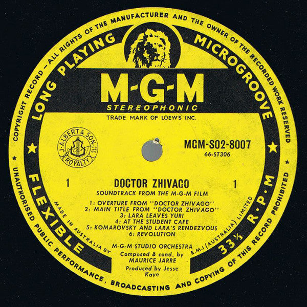 Maurice Jarre : Doctor Zhivago Original Soundtrack Album (LP)
