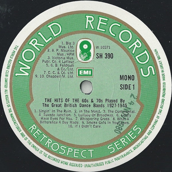 Various : Hits Of The 60s And 70s Played By The Great British Dance Bands 1927-1945 (LP, Comp, Mono)