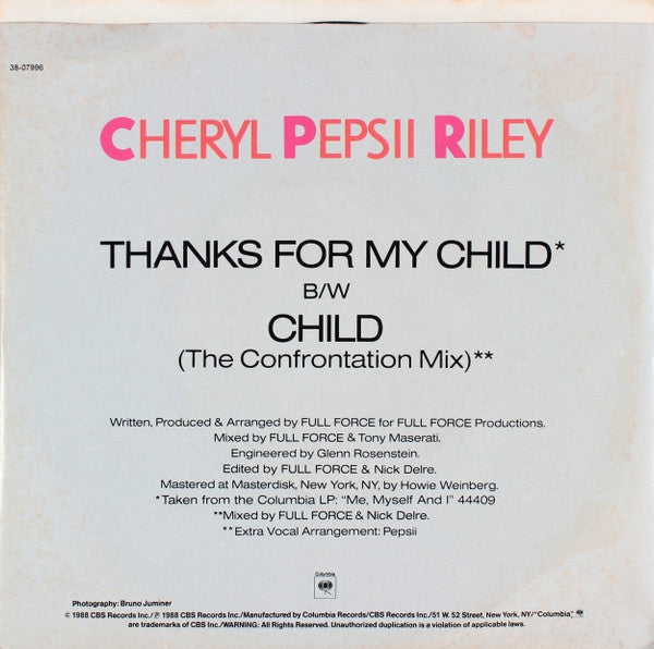 Cheryl Pepsii Riley : Thanks For My Child (7", Single, Car)
