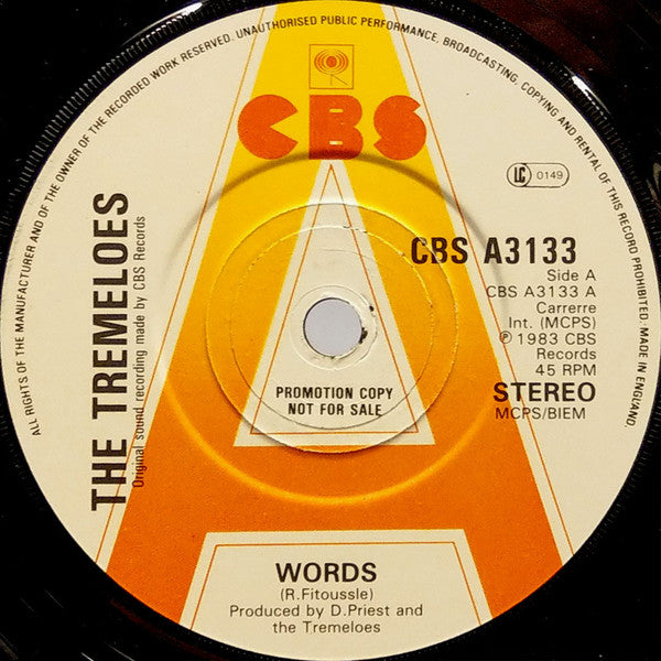 The Tremeloes : Words (7", Single, Promo)