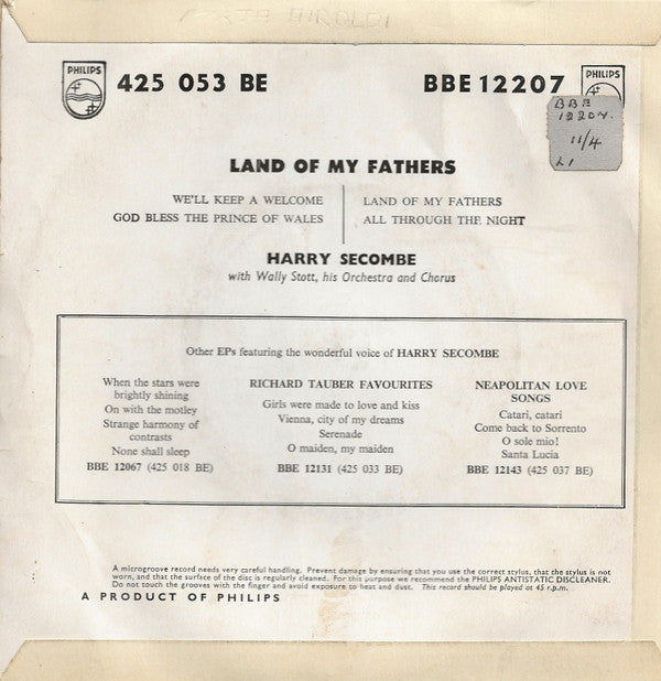 Harry Secombe With Wally Stott And His Orchestra And Chorus : Land Of My Fathers (7", EP)