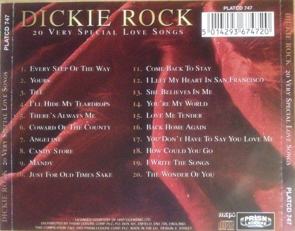 Dickie Rock : 20 Very Special Love Songs (CD, Comp)